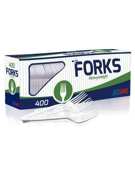 400 Tenedores Desechables BluShine Plástico Pesado 15.24cm