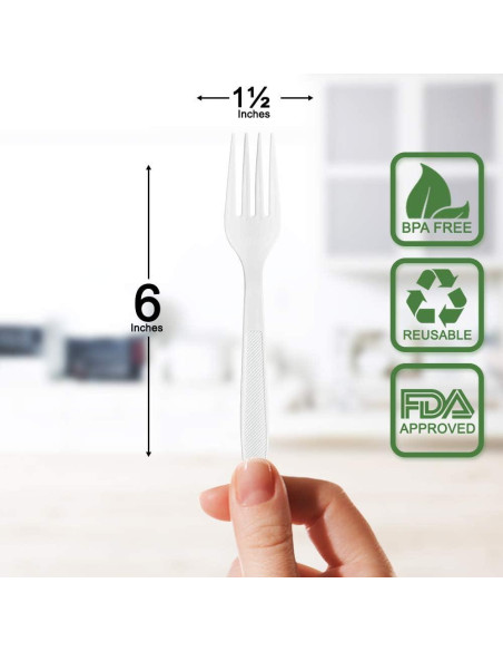 400 Tenedores Desechables BluShine Plástico Pesado 15.24cm