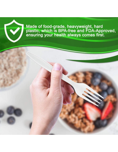 400 Tenedores Desechables BluShine Plástico Pesado 15.24cm