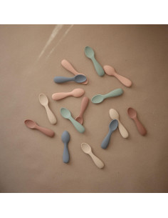 Cucharas de Silicona para Niños Mushie - Paquete de 2 Azul/Arena 2