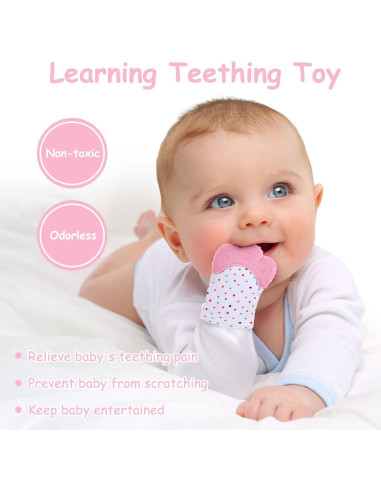 2 Pack Mitones de Silicona para Dentición Vicloon Rosa