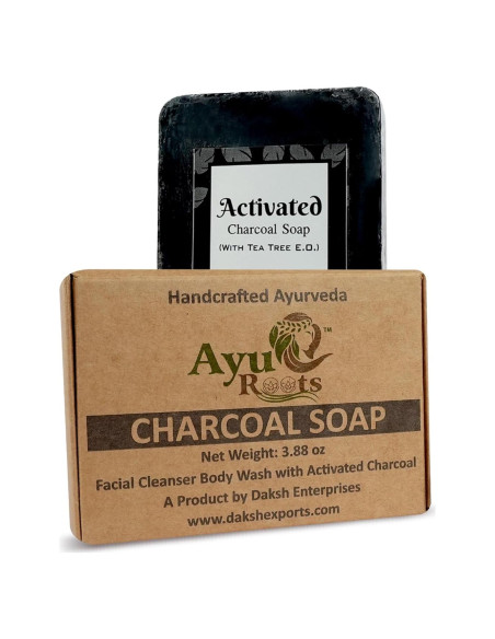 Jabón de Carbón Activado AyurRoots 110g - Limpieza Profunda