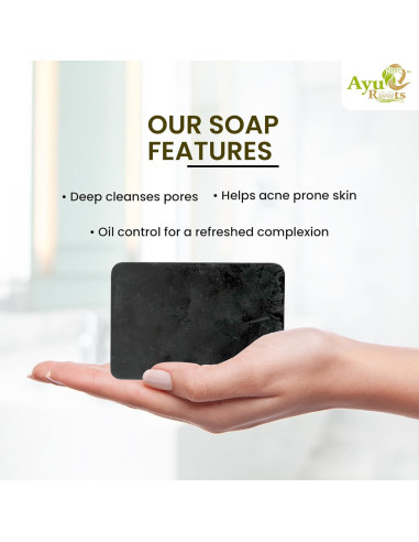 Jabón de Carbón Activado AyurRoots 110g - Limpieza Profunda
