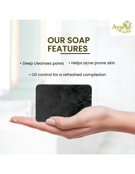 Jabón de Carbón Activado AyurRoots 110g - Limpieza Profunda