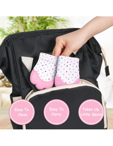 2 Pack Mitones de Silicona para Dentición Vicloon Rosa
