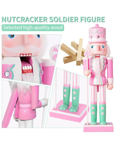 Adorno de Nuez de Madera Rosa 24.9 cm Hecho a Mano CSR DREAM