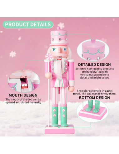 Adorno de Nuez de Madera Rosa 24.9 cm Hecho a Mano CSR DREAM