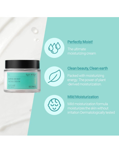 Crema Facial Hidratante SCINIC 80ml | Hidratación Profunda Piel Seca