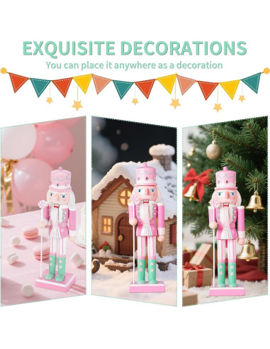 Adorno de Nuez de Madera Rosa 24.9 cm Hecho a Mano CSR DREAM