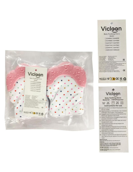 2 Pack Mitones de Silicona para Dentición Vicloon Rosa