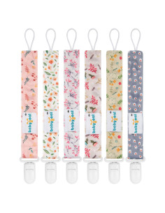 Babygoal Clips de Chupete Florales - Paquete de 6 Unidades
