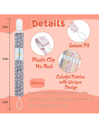 Babygoal Clips de Chupete Florales - Paquete de 6 Unidades