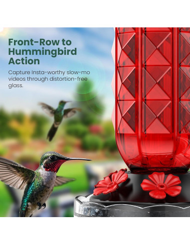 Alimentador de Colibríes MrCrafts 2Pcs Ventana 0.47L Vidrio Rojo