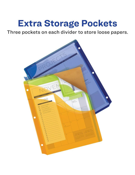Separadores Avery 5 Pestañas Plástico para Carpetas 3 Anillas