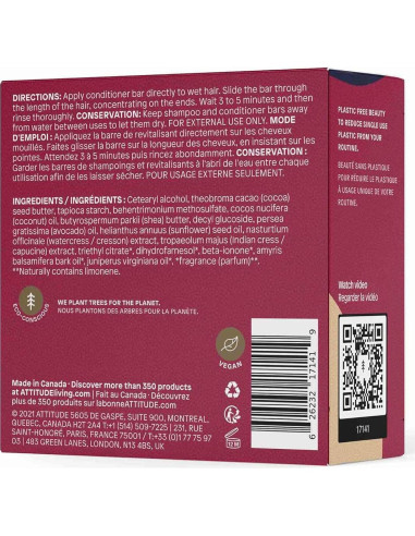Acondicionador Sólido ATTITUDE Vegano 113.4g Aceite Aguacate