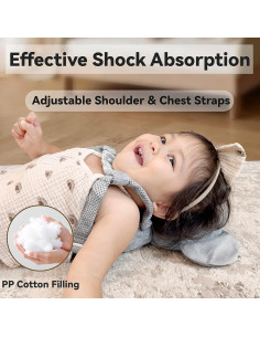 Mochila Protectora de Cabeza Koala Gris Raelitego para Bebés 2