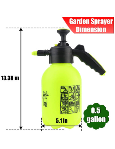 Pulverizador de Jardín Manual Sunnyglade 1.89L Verde Ajustable