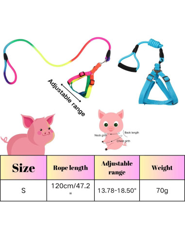 Juego de 2 Arnés y Correa Ajustable para Cerdo Mini TTMIMIK