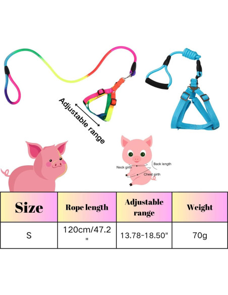 Juego de 2 Arnés y Correa Ajustable para Cerdo Mini TTMIMIK Juego de 2 Arnés y Correa Ajustable para Cerdo Mini TTMIMIK