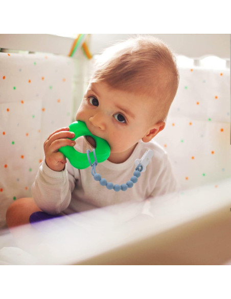 Clip de Chupete de Silicona Gris - 4 Piezas, Seguro y Práctico Clip de Chupete de Silicona Gris - 4 Piezas, Seguro y Práctico