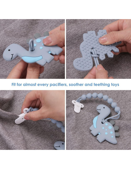 Clip de Chupete de Silicona Gris - 4 Piezas, Seguro y Práctico Clip de Chupete de Silicona Gris - 4 Piezas, Seguro y Práctico