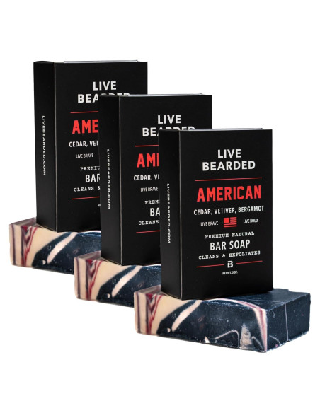 Jabón Natural Live Bearded para Hombres - 3 Barras de 142g