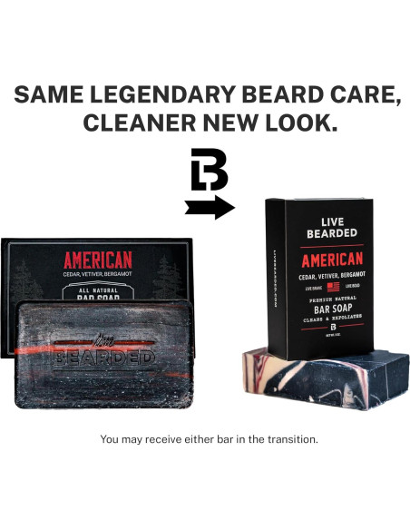 Jabón Natural Live Bearded para Hombres - 3 Barras de 142g