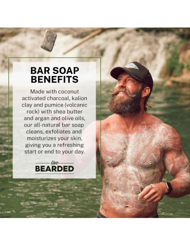 Jabón Natural Live Bearded para Hombres - 3 Barras de 142g