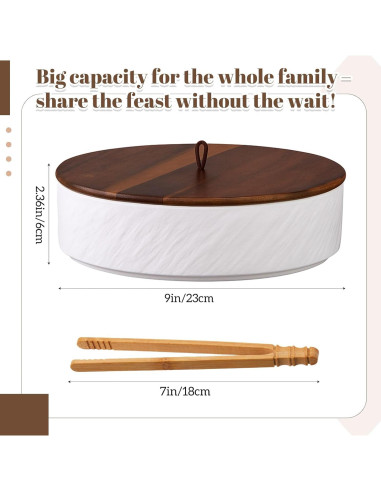 Calentador de Tortillas SiliFine Cerámica 24.89 cm con Tapa de Madera