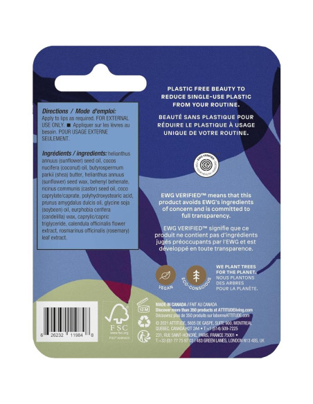 Bálsamo Labial ATTITUDE Sin Fragancia 8.5g Manteca de Karité