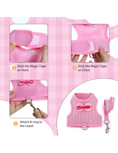 Arnés Ajustable AIITLE para Conejos y Mascotas Pequeñas Rosa 2