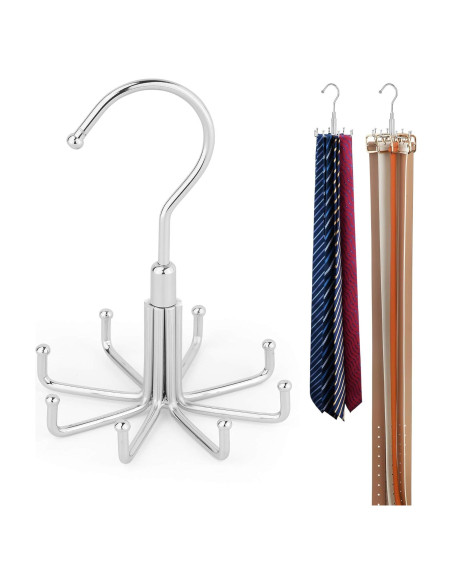 Perchero de Corbatas y Cinturones ZEDODIER 8 Ganchos Plata