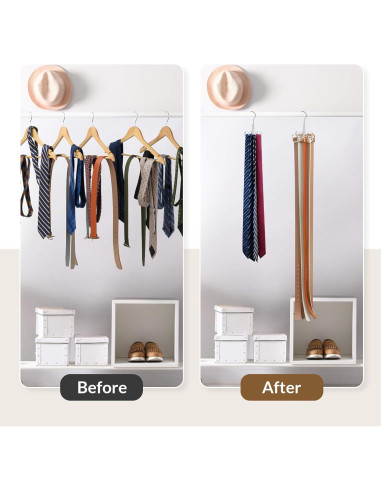 Perchero de Corbatas y Cinturones ZEDODIER 8 Ganchos Plata