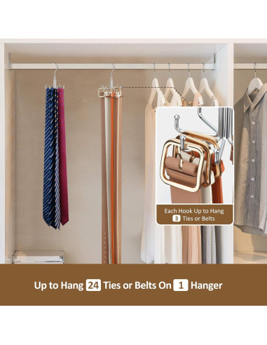Perchero de Corbatas y Cinturones ZEDODIER 8 Ganchos Plata