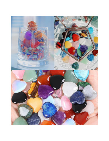 Set de 10 Cristales Corazón QINJIEJIE - Cuarzo Rosa y Más