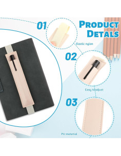 Soporte de Bolígrafos de Cuero PU Yuomeaz - 3 Piezas Ajustables 2