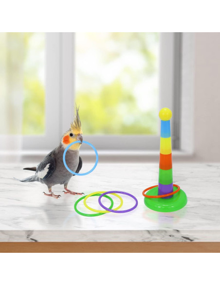 Juguetes para Aves Wontee - 3 Piezas: Carrito, Patineta, Anillo