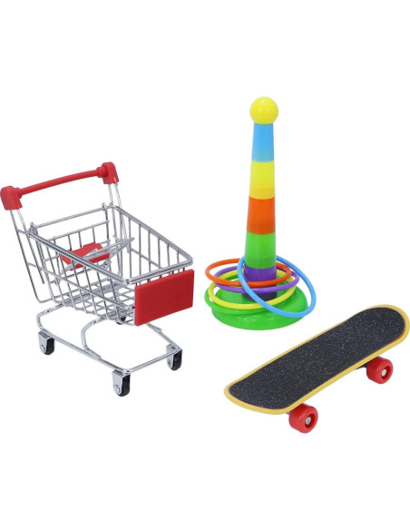 Juguetes para Aves Wontee - 3 Piezas: Carrito, Patineta, Anillo