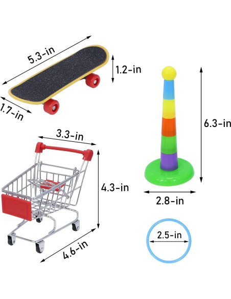 Juguetes para Aves Wontee - 3 Piezas: Carrito, Patineta, Anillo