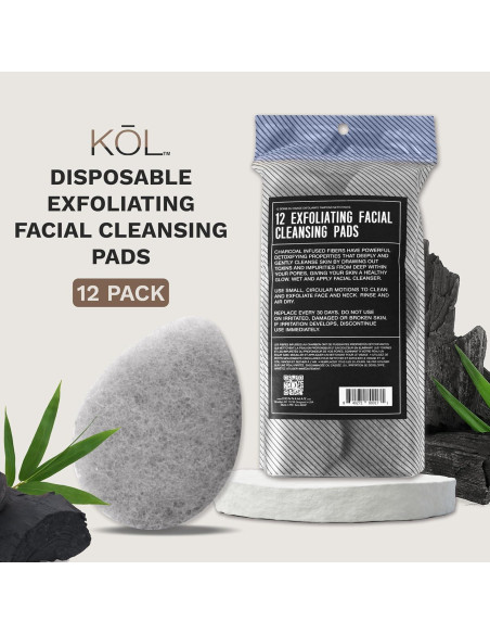 Esponjas Exfoliantes Faciales KOL - 12 Unidades Infundidas con Carbón