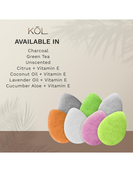 Esponjas Exfoliantes Faciales KOL - 12 Unidades Infundidas con Carbón