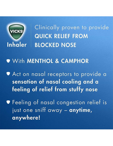 Inhalador Nasal Vicks Procter & Gamble, 2 Unidades, Aroma Mentol