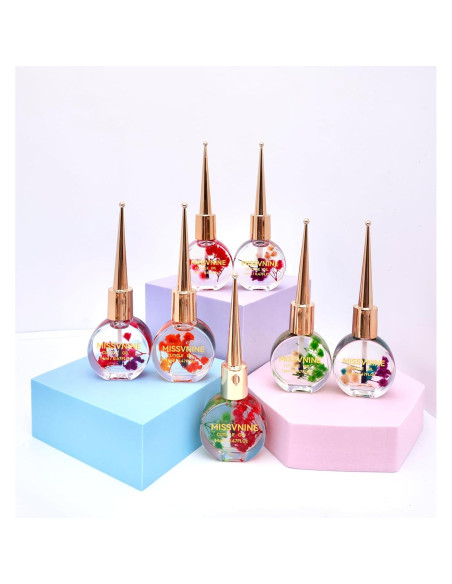 Aceite de Cutícula MISSVNINE 6 Pack con Vitamina E y Flores