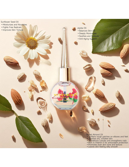 Aceite de Cutícula MISSVNINE 6 Pack con Vitamina E y Flores