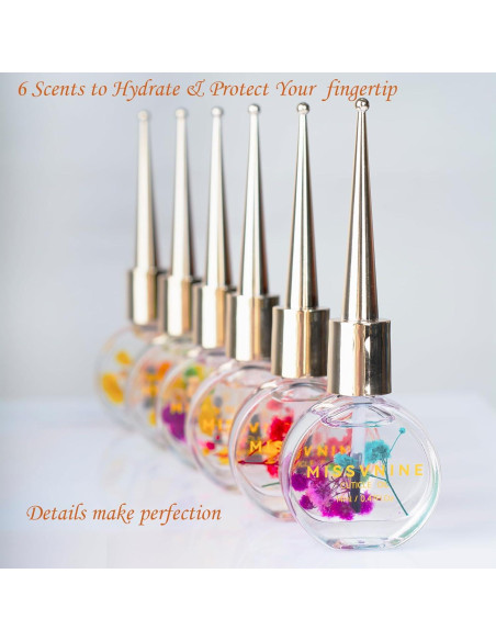 Aceite de Cutícula MISSVNINE 6 Pack con Vitamina E y Flores