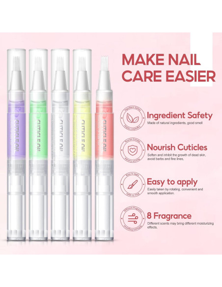 Kit de 8 Bolígrafos de Aceite para Cutículas Peacecolor
