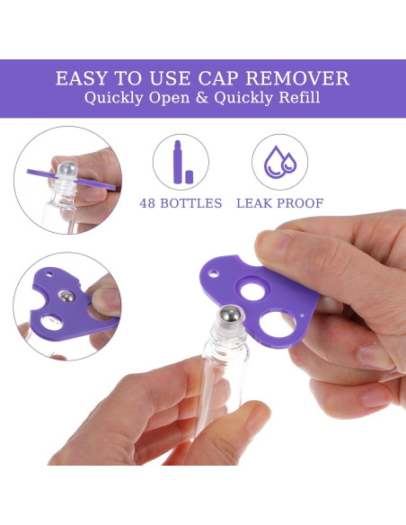 Paquete de 48 Botellas Rodantes Vidrio 10ml Abeillo