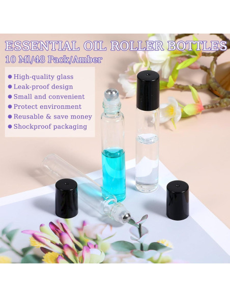 Paquete de 48 Botellas Rodantes Vidrio 10ml Abeillo