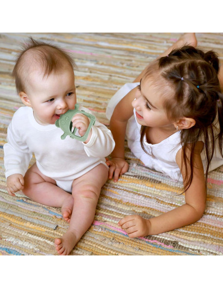 Set de 3 Juguetes de Dentición Bebés Silicona Azul 0-6 Meses