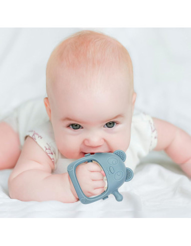 Set de 3 Juguetes de Dentición Bebés Silicona Azul 0-6 Meses